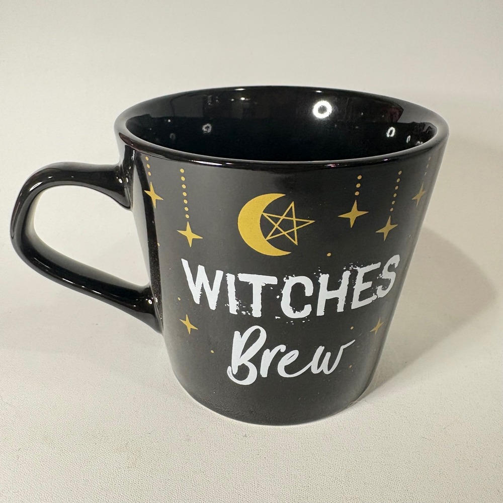 Bewitched & Co Witches Brew Black Stoneware XL Coffee Mug Celestial Moon Star